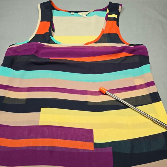 Guess Side Slit Sleeveless Maxi Dress Women Size Medium Vibrant Multicolor Scoop - Picture 4 of 15